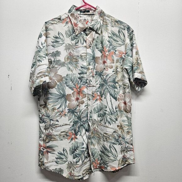 Marti Kat Button Up Short Sleeve Shirt Mens XL Modal Blend Caribbean Cruise Wear - Picture 1 of 12